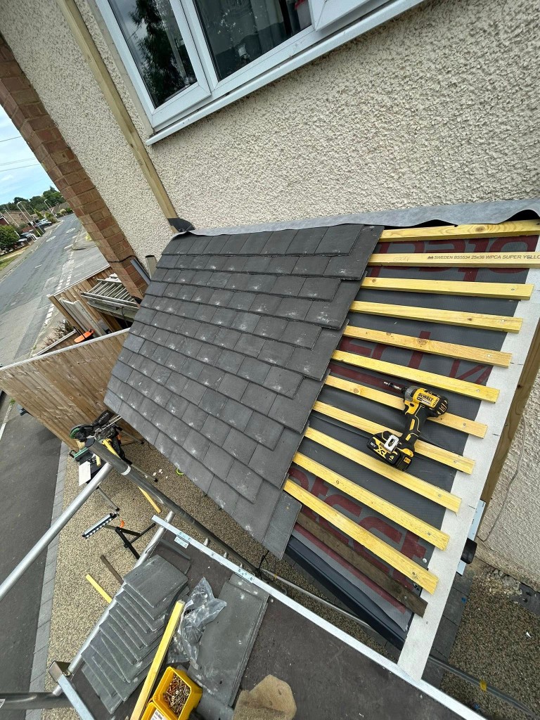 Re-roof in progress